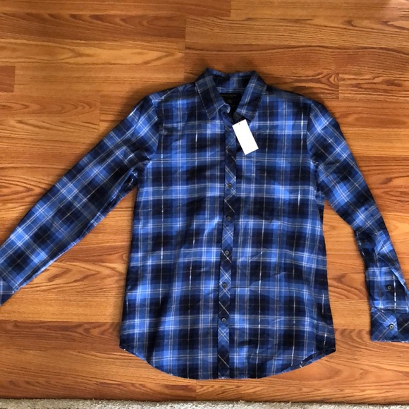 Blue plaid long sleeve shirt Banana Republic - Picture 1 of 3